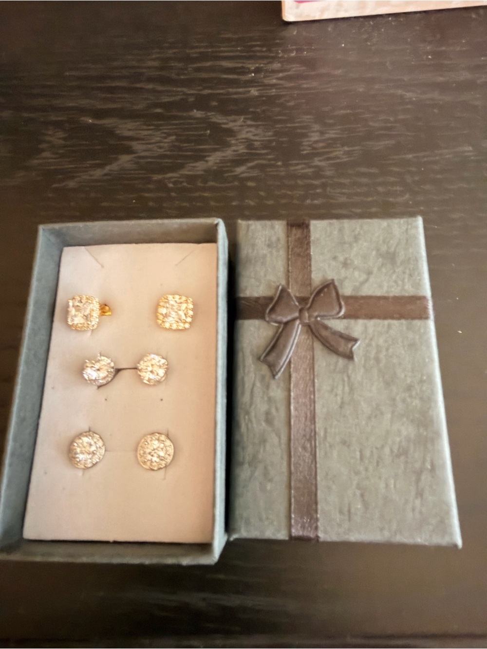 New -  3 pair of Moissanite Gold/Silver Stud Earrings - Women Jewelry